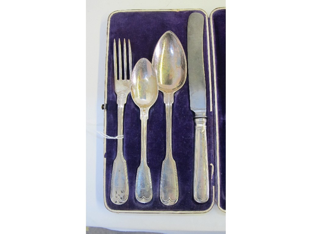 Appraisal: Cased Continental silver four piece cutlery set