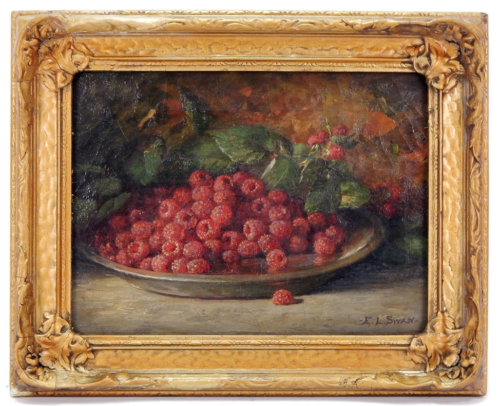 Appraisal: EMMA LEVINIA SWAN RASPBERRY STILL LIFE PAINTING Rhode Island Germany