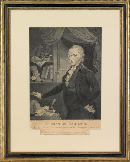 Appraisal: William Rollinson American - rare engraving of Alexander Hamilton Major