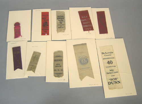 Appraisal: Ten early political ribbons together with three medallions Provenance The