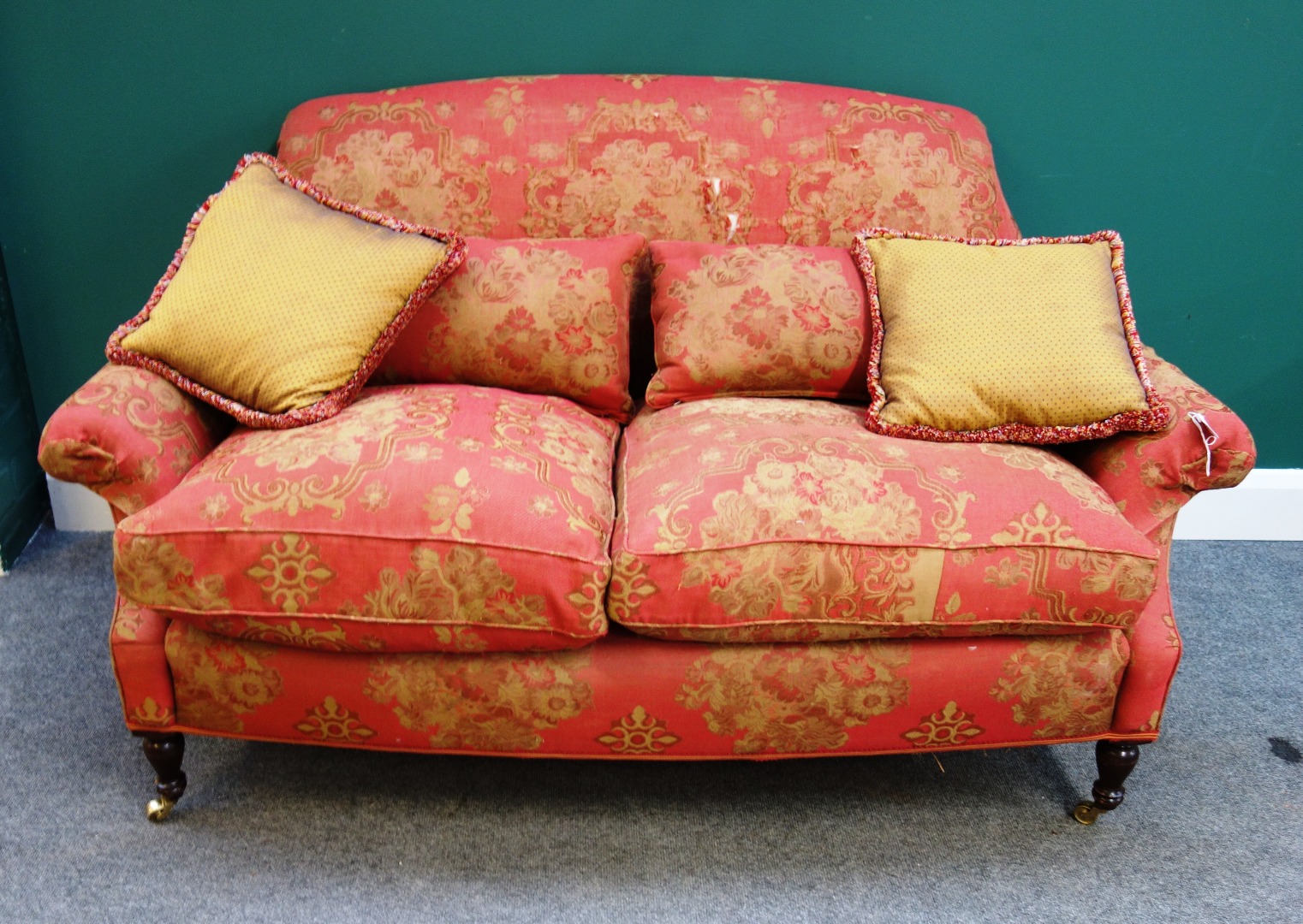 Appraisal: A th century two seat sofa with bow seat on