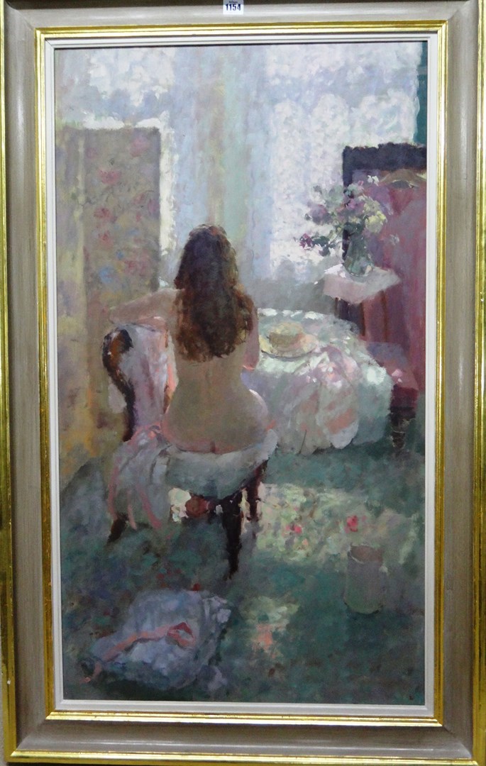 Appraisal: Jacqueline Williams b Seated nude oil on board signed with