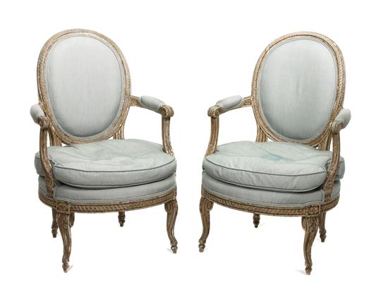 Appraisal: Sale Lot A Pair of Louis XVI Style Painted Fauteuils