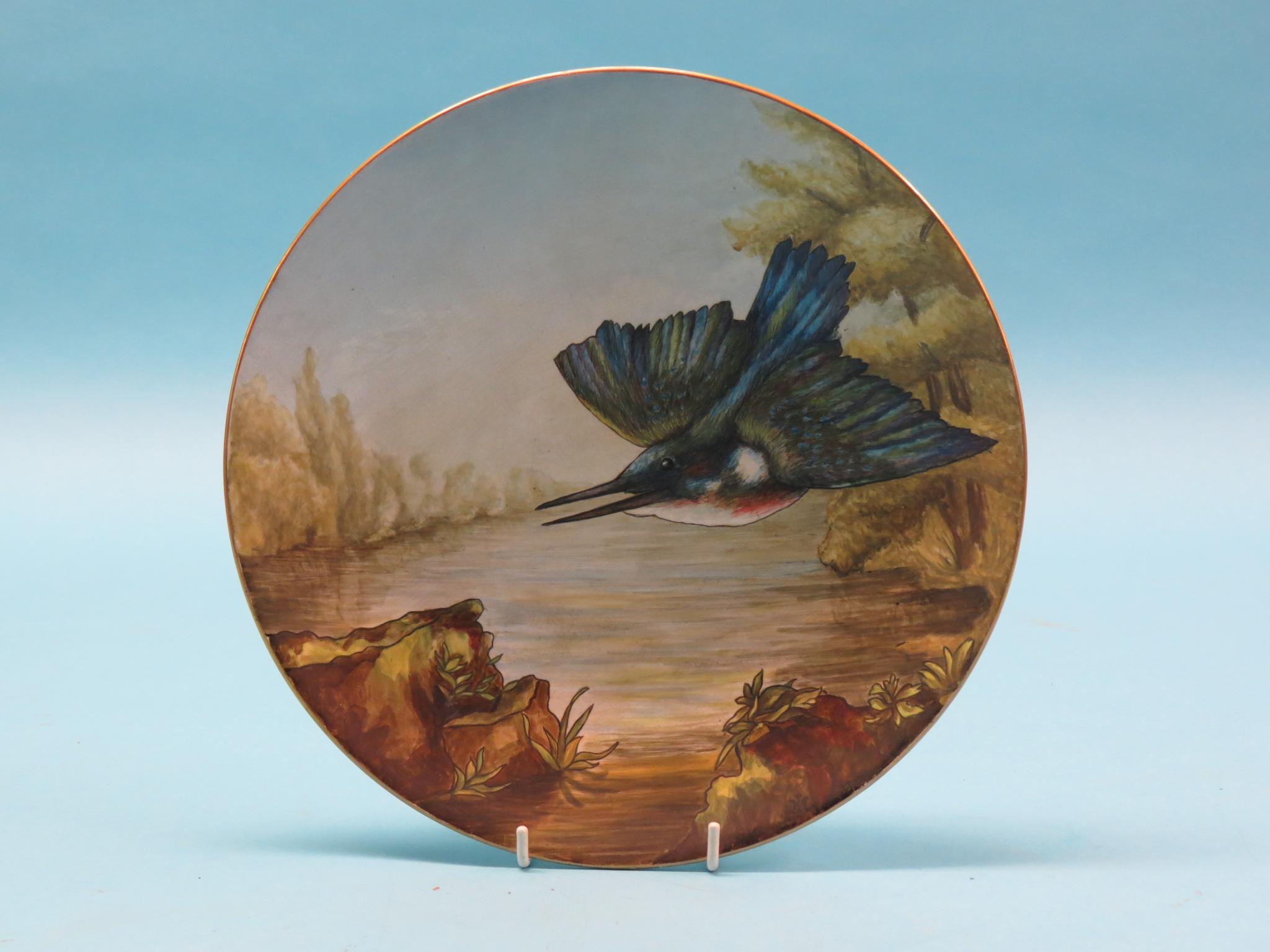 Appraisal: A Victorian Minton earthenware plate painted with a kingfisher in