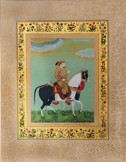 Appraisal: Indo Persian SchoolA folio page miniature study of a Maharajah