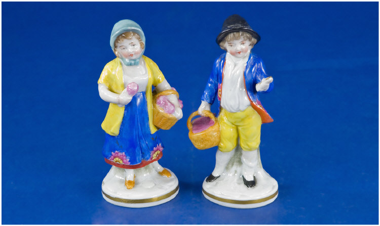 Appraisal: Pair of 's Porcelain Small figures fresh strawberries matches inches