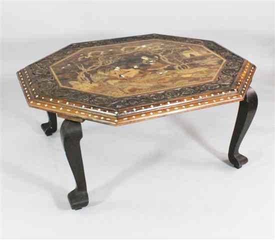 Appraisal: A th century Persian ivory bone and marquetry inlaid hardwood