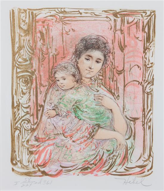 Appraisal: Sale Lot Edna Hibel American - Mother and Child lithograph