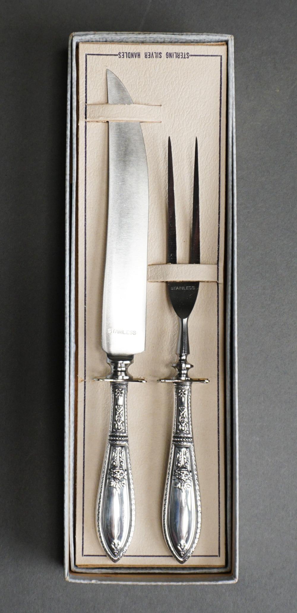 Appraisal: Sterling Silver Handled Carving Set