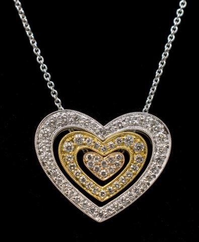 Appraisal: Simon G tri-tone kt gold and diamond 'heart collection' necklace