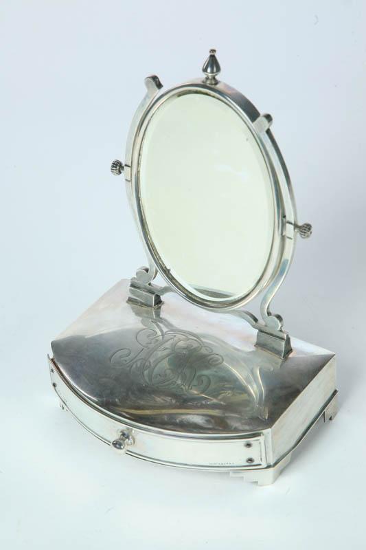 Appraisal: EDWARDIAN SILVER DRESSING MIRROR Marked for London - and W