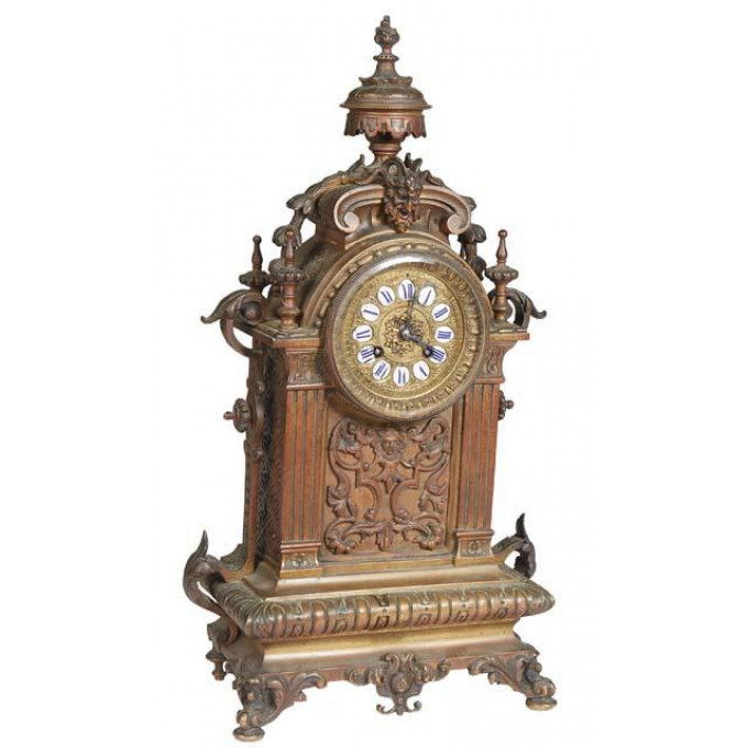 Appraisal: French Renaissance Style Gilt Bronze Mantel Clock th c with