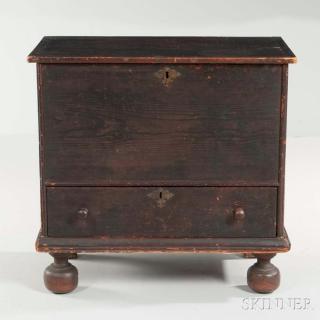 Appraisal: Spanish Brown-painted Pine Small Chest over Drawer probably Massachusetts c