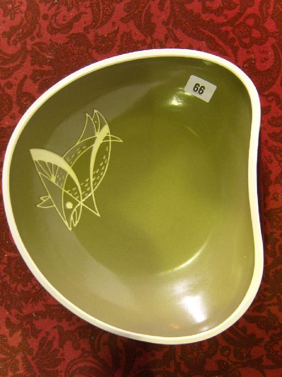 Appraisal: A green ground Pilkingtons Royal Lancastrian bowl of asymmetrical form