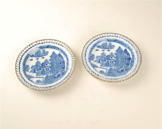 Appraisal: A Pair of Blue and White Transfer Pearlware Plates unmarked