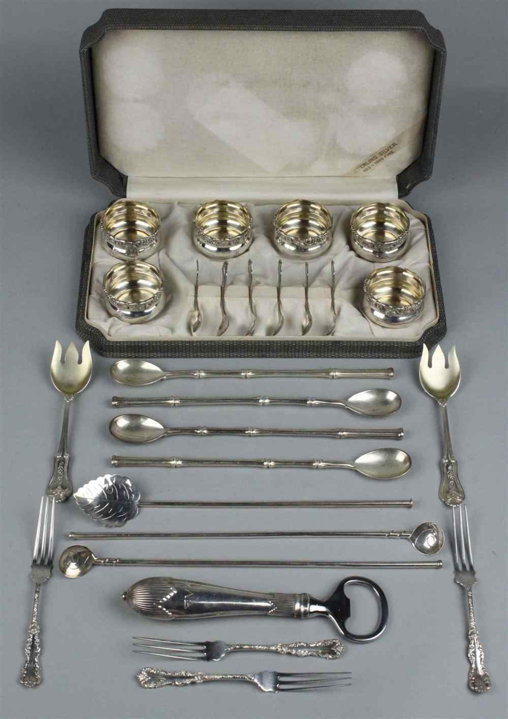 Appraisal: SIX STERLING OPEN SALTS WITH SIX SPOONS Each with foliate