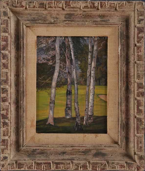 Appraisal: LUIGI LUCIONI - FIVE BIRCHES Oil on panel x in