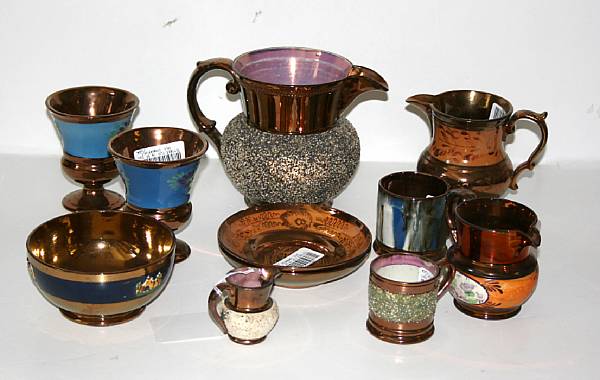 Appraisal: An assembled group of twenty-two pieces of copper luster second