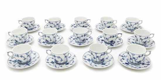 Appraisal: A Set of Fourteen Royal Copenhagen Demitasse Cups and Saucers