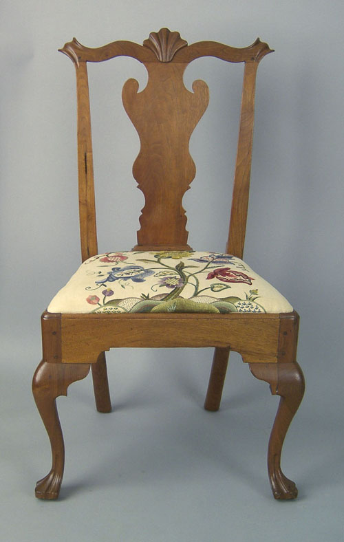 Appraisal: Delaware Valley Chippendale walnut dining chair ca the shell carved