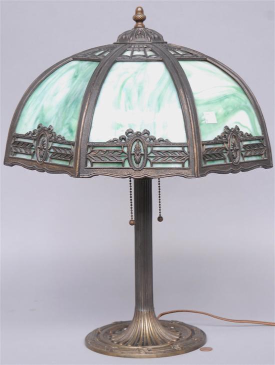 Appraisal: A SLAG GLASS TABLE LAMP Property from the home of