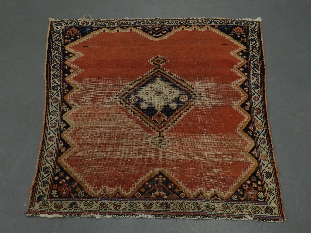 Appraisal: MIDDLE EASTERN PERSIAN SQUARE PRAYER CARPET RUG Middle East Circa