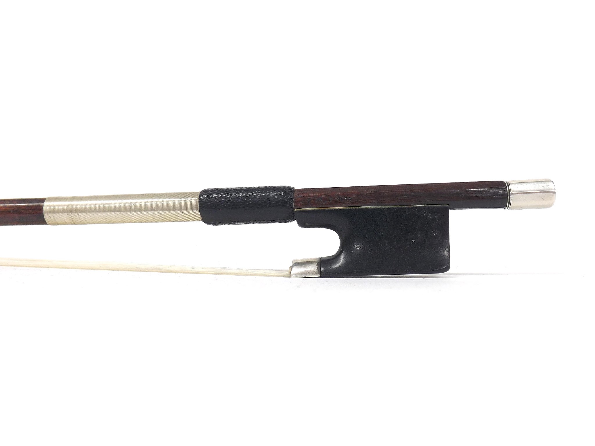 Appraisal: Silver mounted violin bow stamped Lupot the stick round the