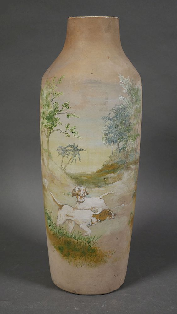 Appraisal: MANATEE RIVER POTTERY Florida Dunes Dogs s A large vase