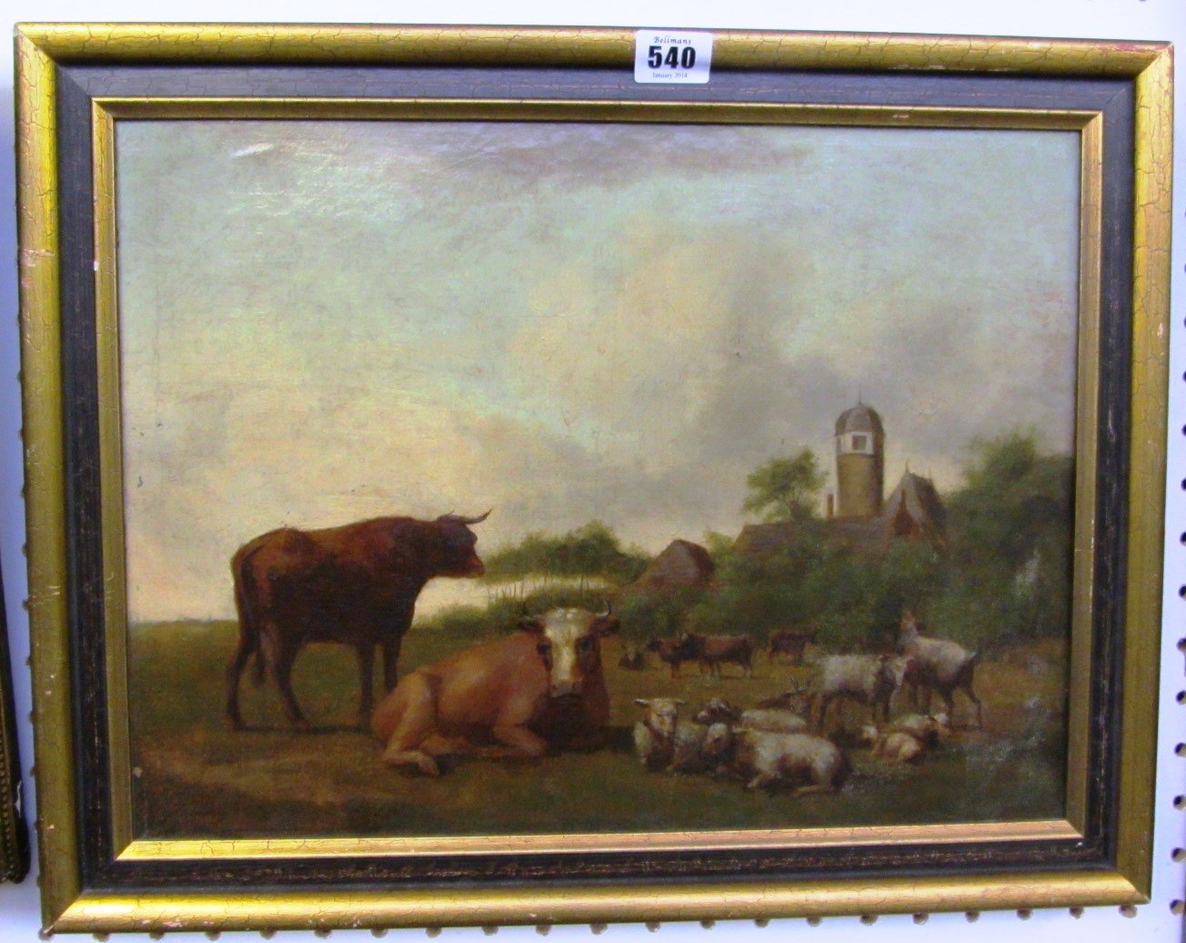 Appraisal: Dutch School th century Cattle and sheep in a meadow