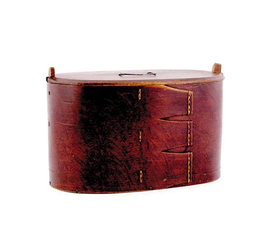 Appraisal: Wood band box th century oval lid with bail handle