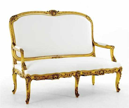 Appraisal: Louis XV style giltwood canape th century shaped and padded