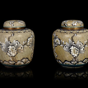 Appraisal: A Pair of Chinese Cloisonne Enamel Ginger Jars and Covers