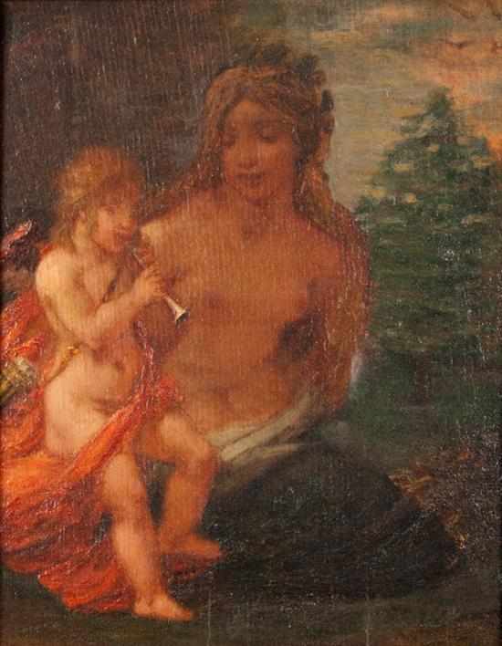 Appraisal: French School th century Venus and Cupid oil on panel