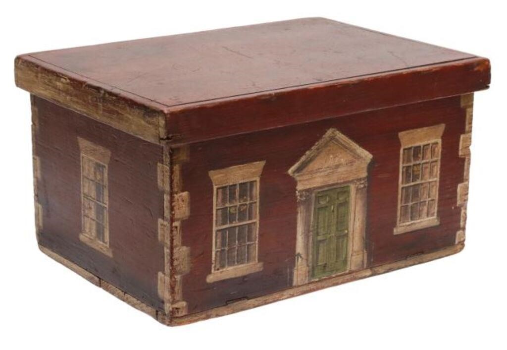 Appraisal: English paint decorated wood box late th c sliding lid