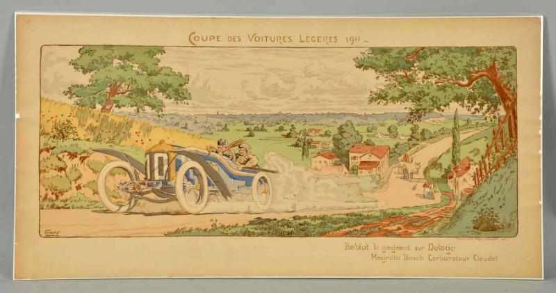 Appraisal: French Coupe Des Voitures Poster Signed GAMY Condition Excellent Size