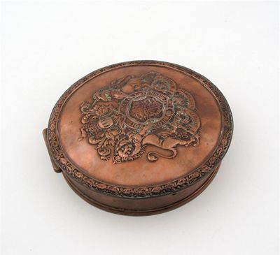 Appraisal: A Victorian copper Royal seal box shallow circular with a