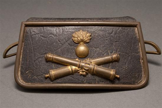 Appraisal: Continental artillery officer's cartridge box mid th Century black leather