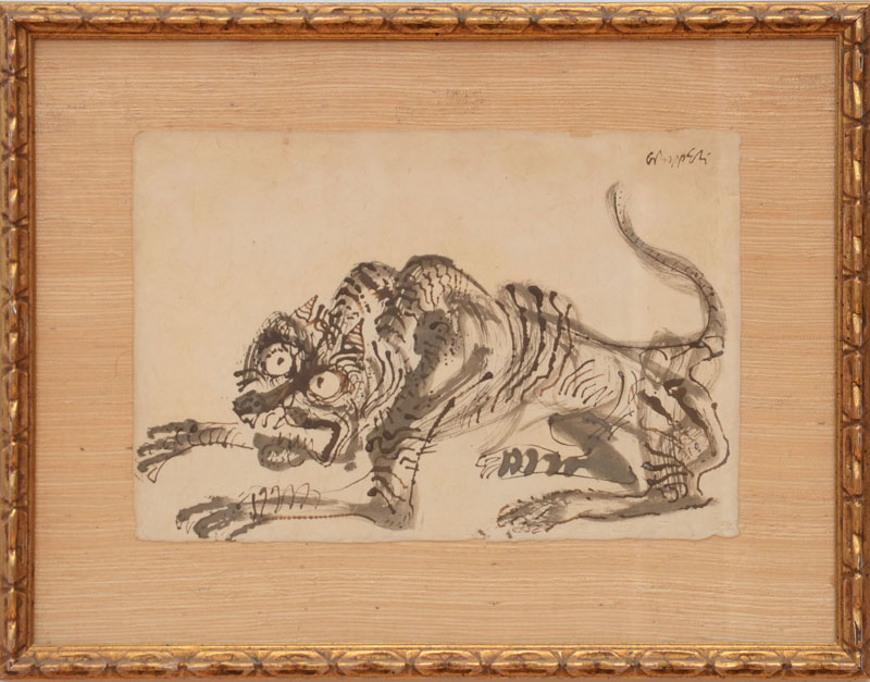 Appraisal: WILLIAM GROPPER - CROUCHING TIGER Ink on paper signed 'Gropper'