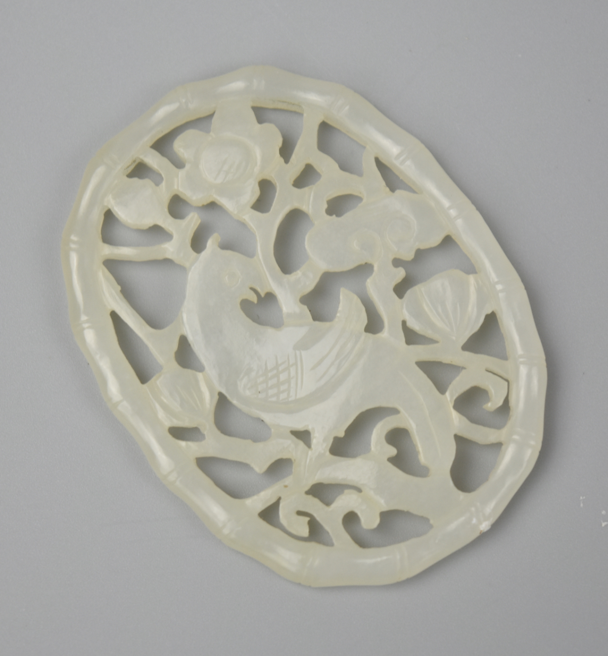 Appraisal: CHINESE WHITE OPENWORK PHOENIX JADE PENDANT QING D A Qing