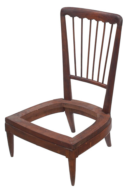 Appraisal: Italian Modernist occasional chair sculptural walnut form with vertical spindles