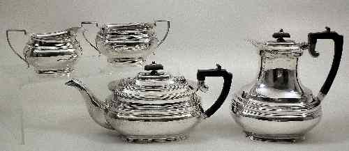 Appraisal: A George VI silver rectangular four piece tea service comprising