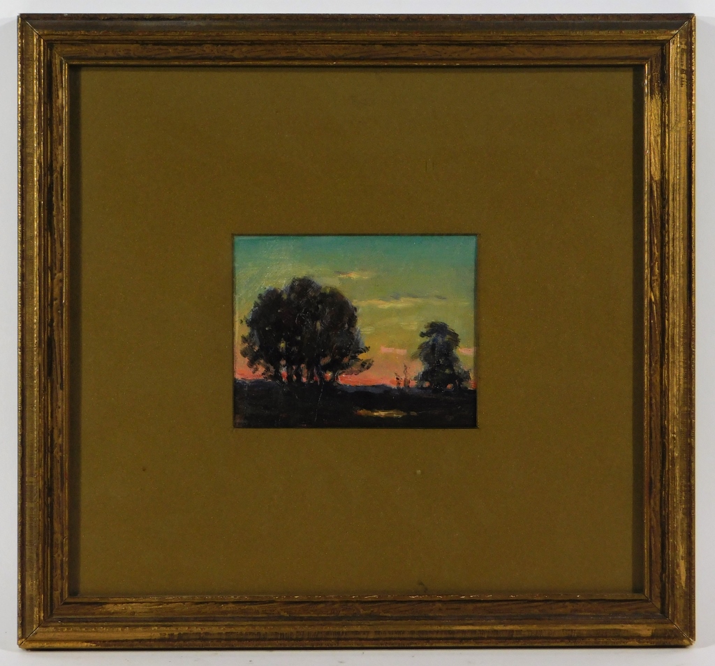 Appraisal: ANTONIO CIRINO MINIATURE SUNSET LANDSCAPE PAINTING Rhode Island Italy -