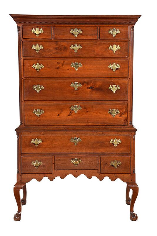 Appraisal: Pennsylvania Chippendale Walnut High Chest - walnut with poplar secondary