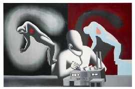 Appraisal: Mark Kostabi American born Blood Pressure oil on canvas signed