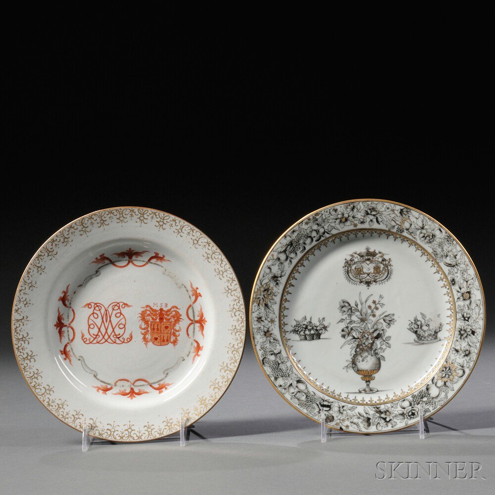 Appraisal: Two Chinese Export Porcelain Armorial Marriage Plates th century made