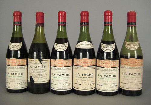 Appraisal: Six ml bottles of La Tache domaine de la Romanee