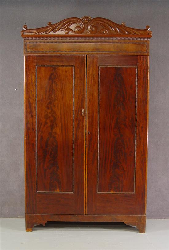 Appraisal: American Empire Armoire Mid th Century Burl veneers and soft