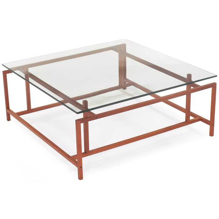 Appraisal: Komfort Danish coffee table geometric teak frame with tongue and