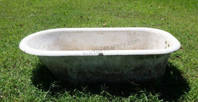 Appraisal: Antique White Enamel Cast Iron ' Bathtub No legs available