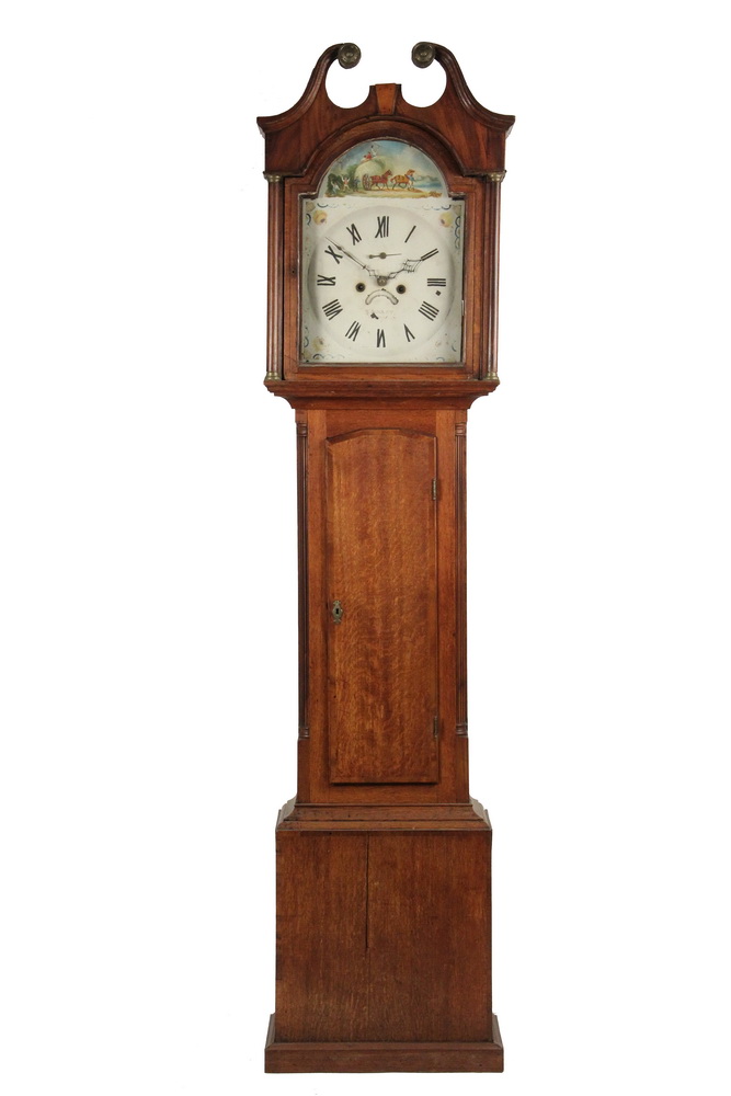 Appraisal: ENGLISH TALL CASE CLOCK - Oak and Mahogany Clock by